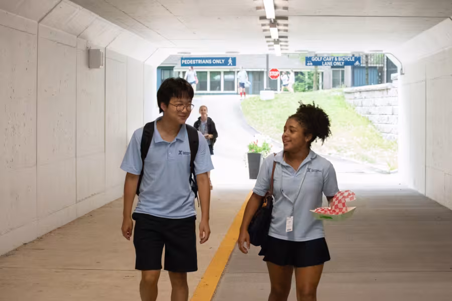 Campers utilize the new tunnel connecting the Duck and Green Lake campuses.