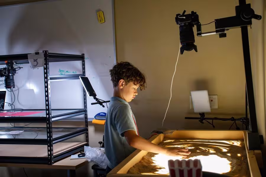 An Intermediate animation student works on a project in the Animation Lab.