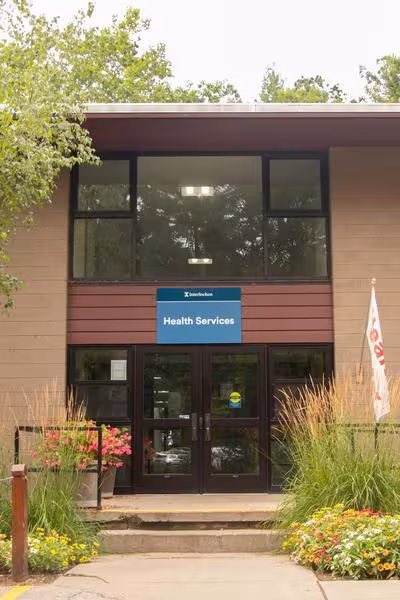 An exterior shot of the Health Services building