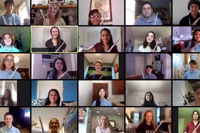 Interlochen Online flute students attend a virtual master class