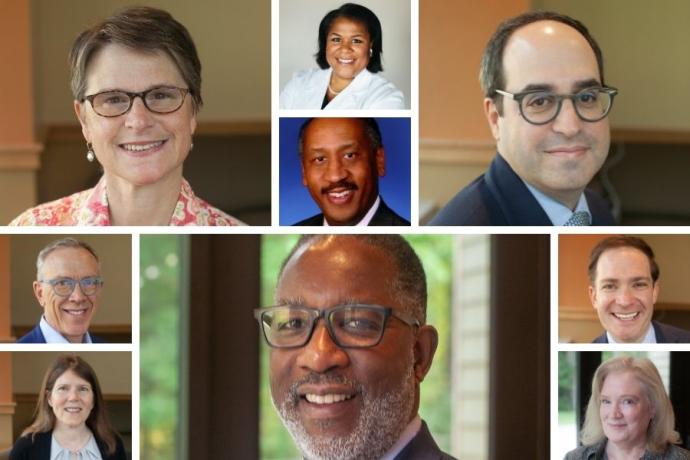 A collage of the new Board of Trustees members