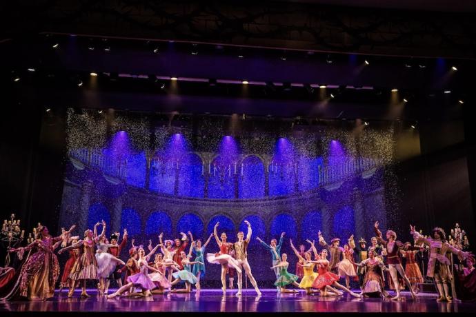 The full cast of Sleeping Beauty poses onstage.