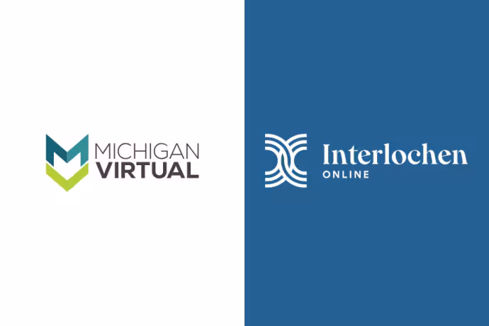 The logos for Michigan Virtual and Interlochen Online
