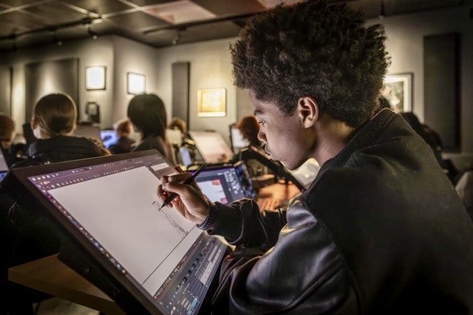 Tim Abrams works on an animation project at Interlochen Arts Academy.