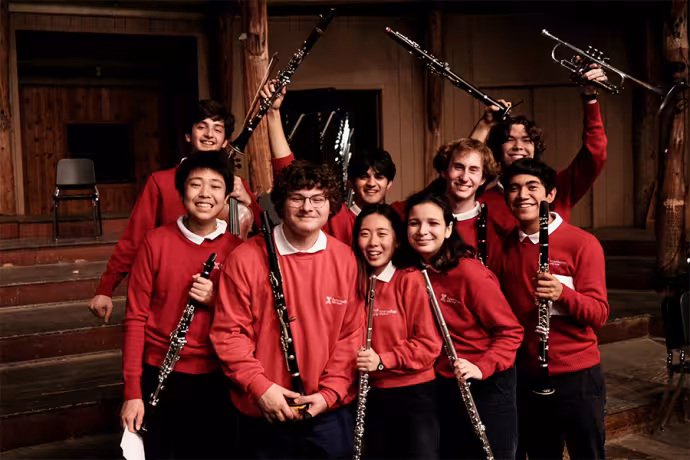 Interlochen Arts Camp students pose in the Interlochen Bowl after “Les Préludes.”