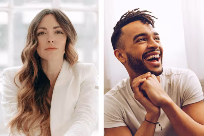 Professional headshots of Desi Oakley and Noah Ricketts