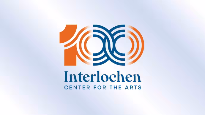 Stylized "100" logo with "Interlochen Center for the Arts" text, celebrating centennial.