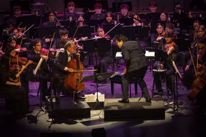 Interlochen Arts Academy orchestra students perform with Yo-Yo Ma
