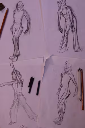 Sketches from the Interdisciplinary Arts figure drawing sessions