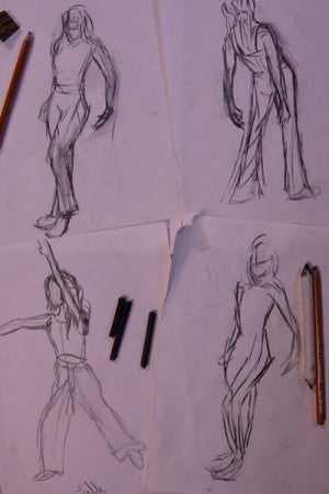 Sketches from the Interdisciplinary Arts figure drawing sessions