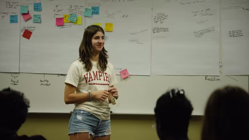 Grounded student works on the story arc