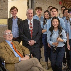 Dan Stolper with Elaine Douvas and the Interlochen Arts Academy oboe studio