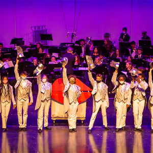 Theatre students strike a pose after the 2021 performance of "Kids Commute Live!"