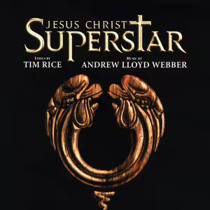 The official logo for broadway musical Jesus Christ Superstar set on a black background.