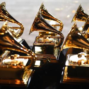 A group of Grammy Award trophies
