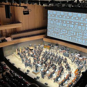 The Interlochen Arts Academy Orchestra performs MUKTI at David Geffen Hall. 