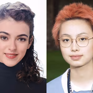 Arts Academy Creative Writing students and Foyle Young Poets of the Year commended poets Mari Farrand and Noah Ma.