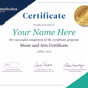 Interlochen Online example certificate