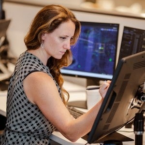 Julia Lichtblau works at her computer