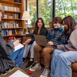 Creative writing students gather to work on their projects in The Writing House.
