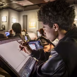 Tim Abrams works on an animation project at Interlochen Arts Academy.