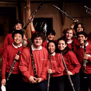 Interlochen Arts Camp students pose in the Interlochen Bowl after “Les Préludes.”