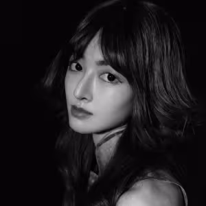 Black and white professional portrait of Charlotte Shao