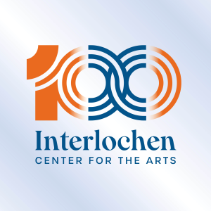 Stylized "100" logo with "Interlochen Center for the Arts" text, celebrating centennial.